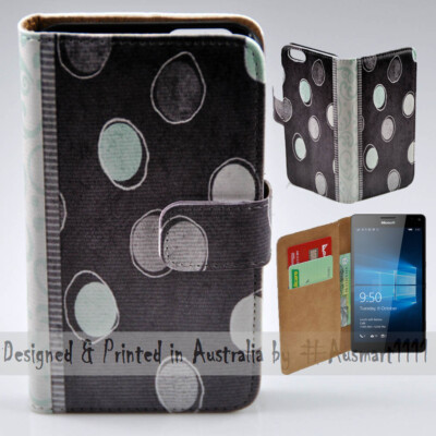 For Nokia Series - Polka Dot Damask Theme Print Wallet Mobile Phone Case Cover