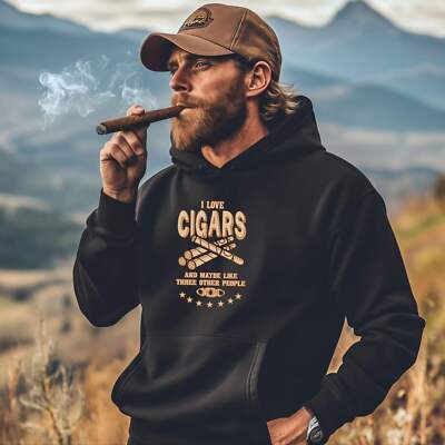 I Like Cigars And Maybe 3 Other People Hoodie Hooded Sweatshirt Cigar Style Co.