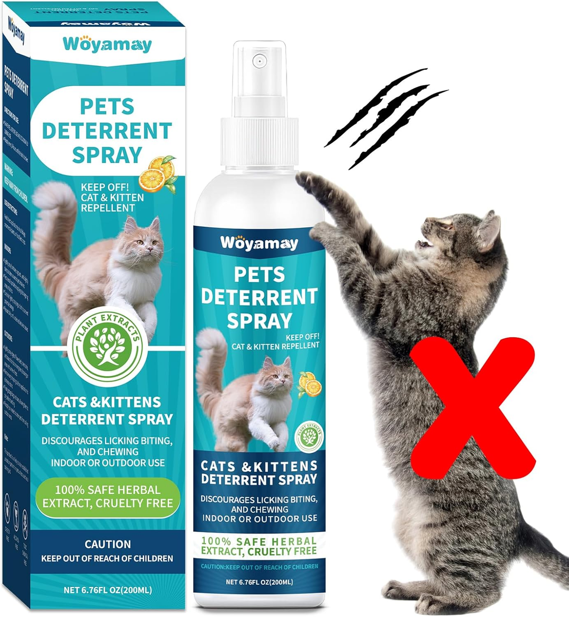 Woyamay Cat Repellent Spray, Cat Deterrent Spray Indoor Outdoor