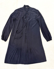 Pre-Owned Elie Tahari Blue Size Small Knee Length Long Sleeve Dress 100% Silk