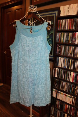 Fresh Produce Aqua white floral Sleeveless knit dress Ladies L (Bin87) |  eBay