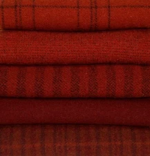 HAND DYED RUG HOOKING WOOL Mill-Dyed ~ "GOOD 'OL RED-II" (5-pc. collection)