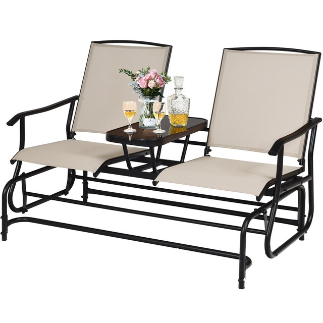 Costway Patio Glider Rocking Bench Double 2 Person Chair Loveseat