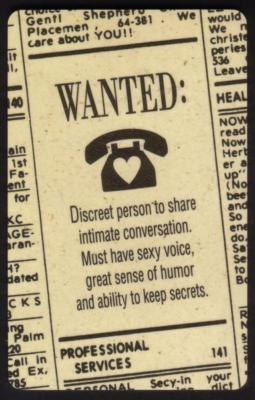 TK 370a Telephonkarte/Phone Card 'Personals Ad WANTED Discreet Person To Share..