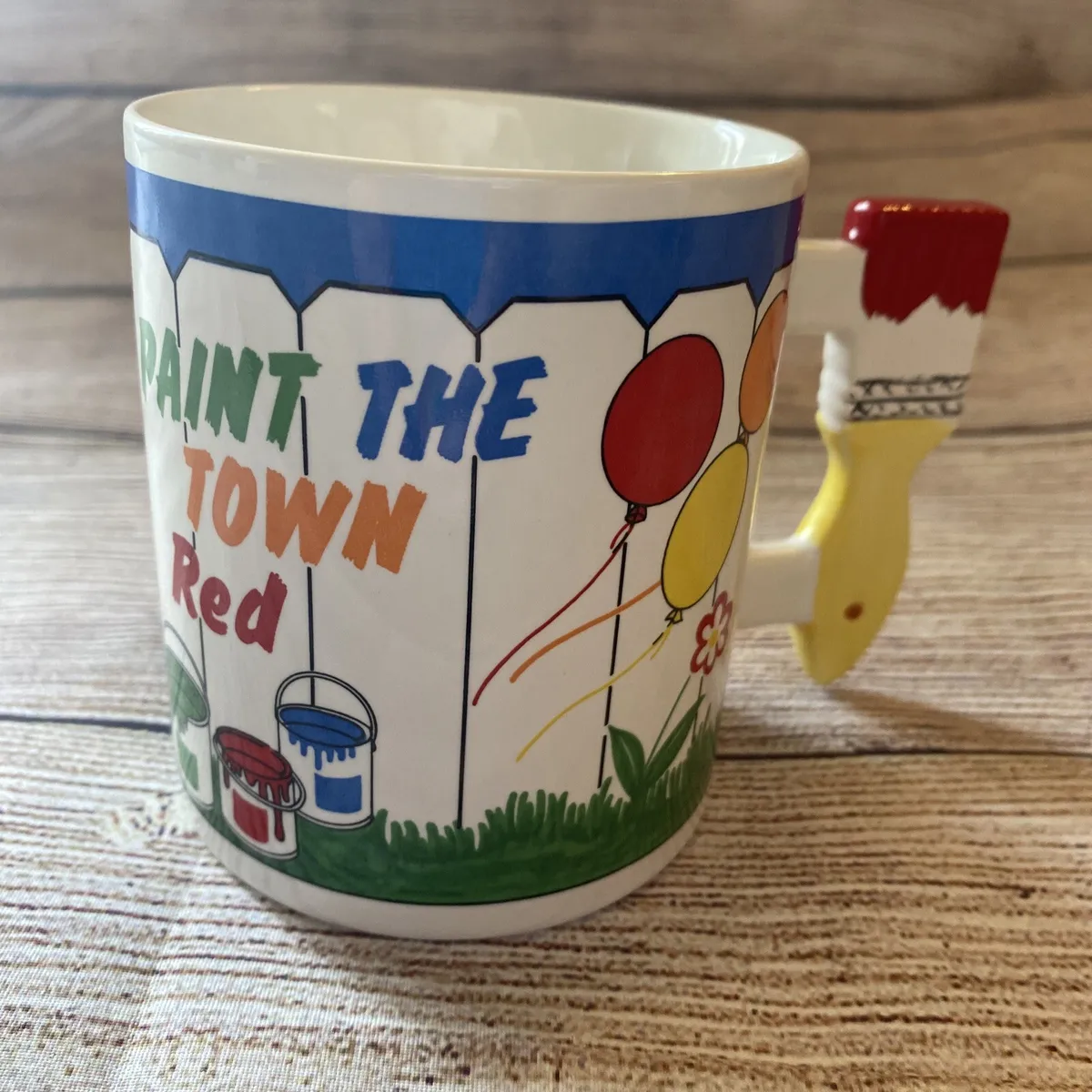 Vintage 1983 Paint Brush Cup by Shafford Japan Paint The Town Red