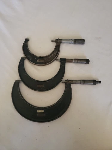 Lot Of 3 Vintage Starrett Outside Micrometer, No. 436  2"-3" + 3”-4” +4"-5"