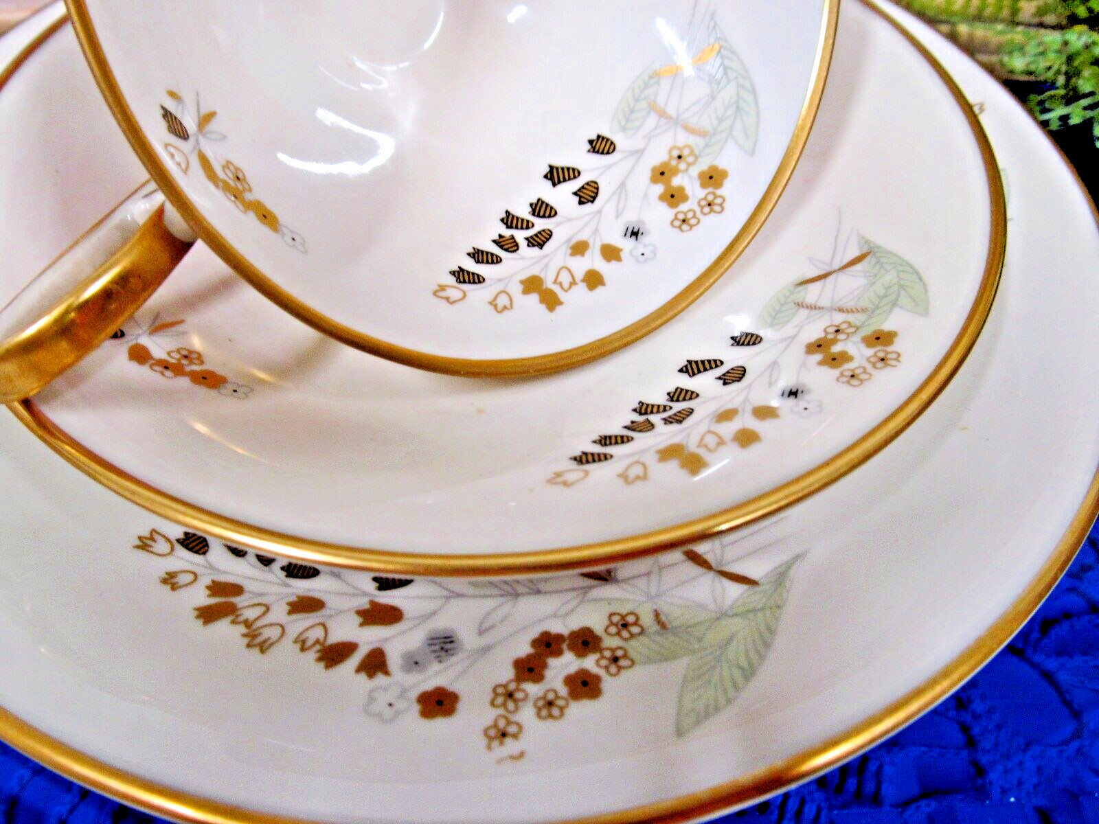 Germany tea cup and saucer trio Edelstein  lily of the valley teacup German