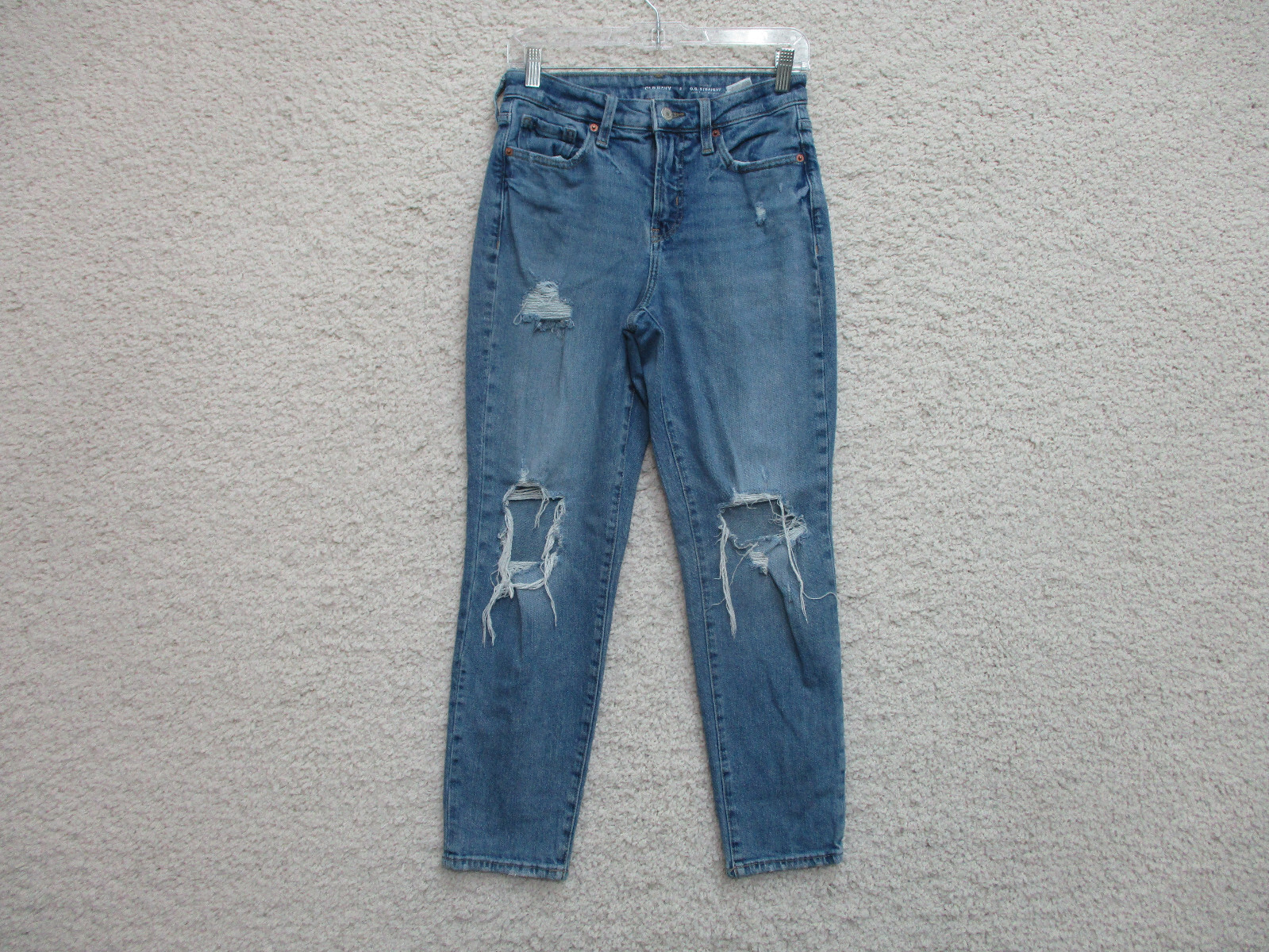 Old Navy Jeans 2 Womens Regular Size Blue Denim O.G. Straight High Rise Distress