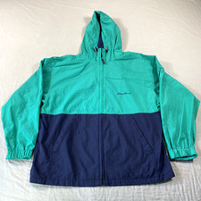 VINTAGE Eddie Bauer Jacket Mens Small Blue Green Lightweight Hood Windbreaker