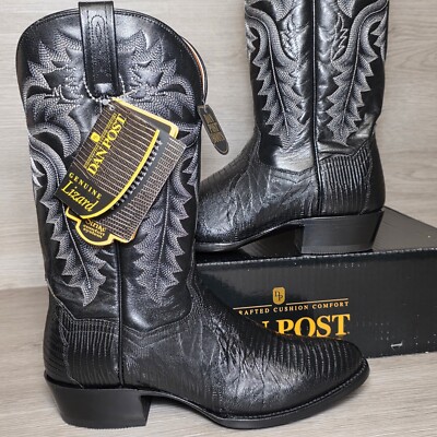 Dan Post Men's Winston Exotic Genuine Lizard Western Cowboy Boots Size 9.5 Black