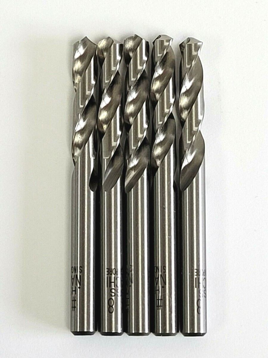 8 NACHI PARALLEL SHANK TWIST DRILLS HSS SCREW MACHINE LENGTH