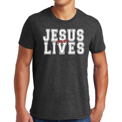 Herren Grafik T-Shirt Jesus rettet Leben weiß rot Illustration - Bild 63 von 72