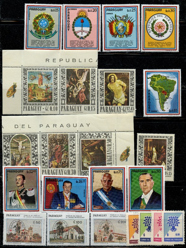 PARAGUAY 5 SETS OF MNH STAMPS, 619-622/2366-2368/1448-1452/1004-1006