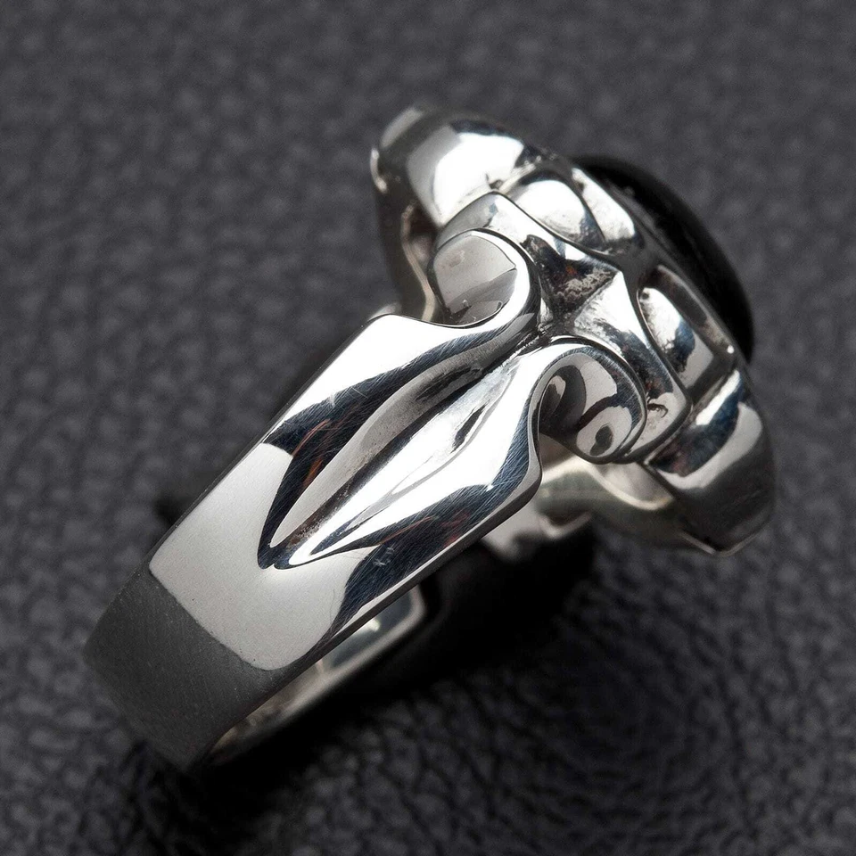 Anello tribale in argento onice nero - Immagine 4 di 4