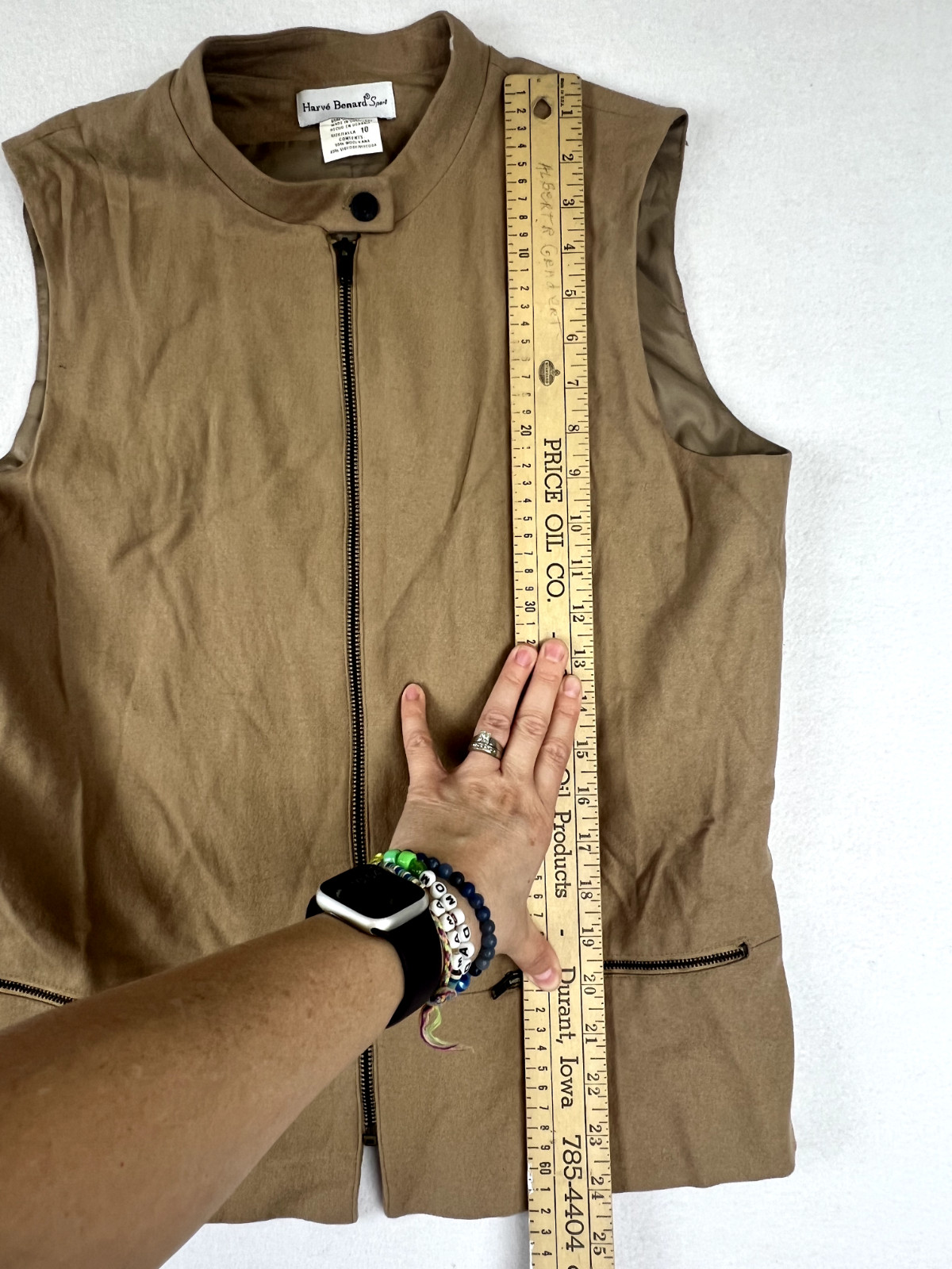 Harve Benard Sport Womens Vest Full Zipper Pocket Tan Wool Blend 10 Capsule