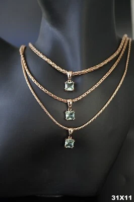Halskette mit Anhänger Apple Grün 1A Zirkonia 585 Rosegold plattierte Halskette - Bild 1 von 4