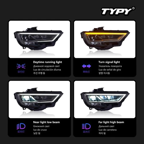For Audi A3 S3 2017-2020 Upgrade LED Headlight OEM DRL Projector Head Lamps Pair - Picture 4 of 15