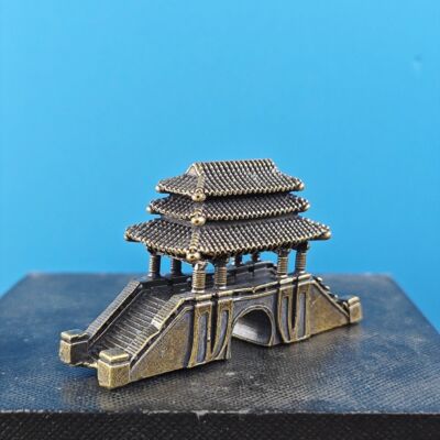 Brass Arch Bridge Miniature Bonsai Landscape Ornament Ancient Building Decor