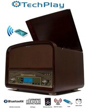 Wood construction Retro Turntable System Bluetooth CD LP Walnut