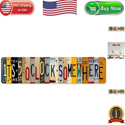 Eco-Friendly Vintage Bar Sign - Durable Wall Decor: It's 5 O'Clock Somewhere