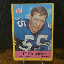 Vintage 1967 Philadelphia Gum Lee Roy Jordan #54 Dallas Cowboys NFL Rookie Card. rookie card picture