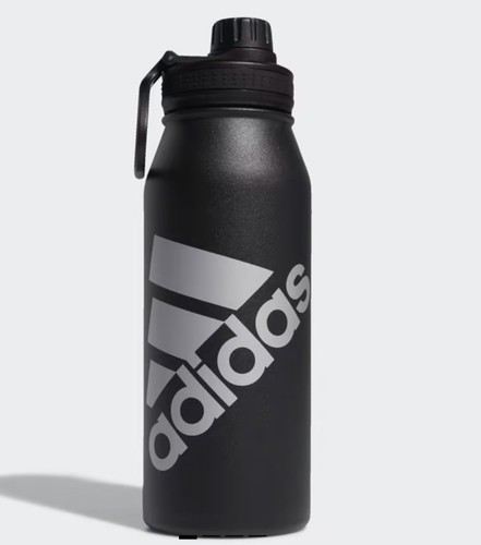 Adidas Steel Metal Water Bottle 600 ML / 1 L - Black (little dent)