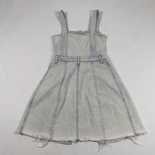 7 For All Mankind Denim Dress Womens Small Light Wash Button Front Raw Hem Mini