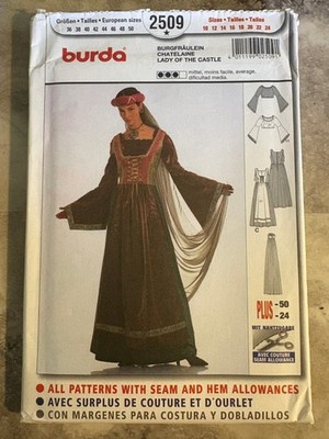 Burda 2509 MISSES COSTUME  10-24 Medieval Queen Princess Lady Cosplay Halloween