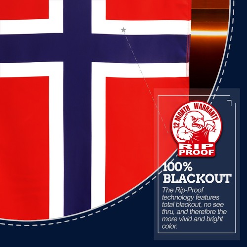 Anley reißfeste doppelseitige 3-lagige norwegische Flagge 3x5 Fuß norwegische Nordmann-Flaggen - Bild 4 von 7