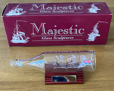 Majestic Glass Sculpture &lsquo;Nina 1492&rsquo; Ship in a Glass Bottle, Brand New, Unopened