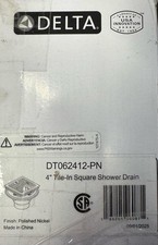 Delta DT062412-PN 4" Tile-In Square Shower Drain, Polished Nickel