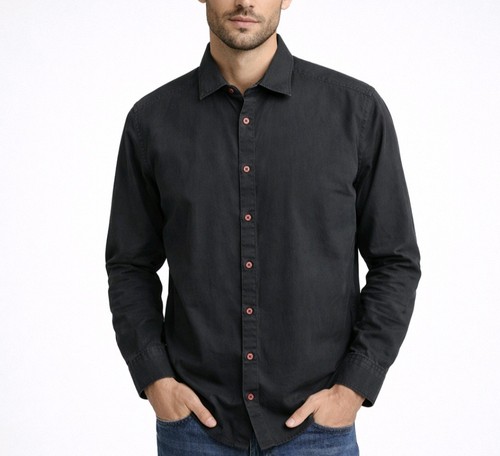 Reiss, Reiss Men's Shirt Black Provoke Button Up Long Sleeve Size S