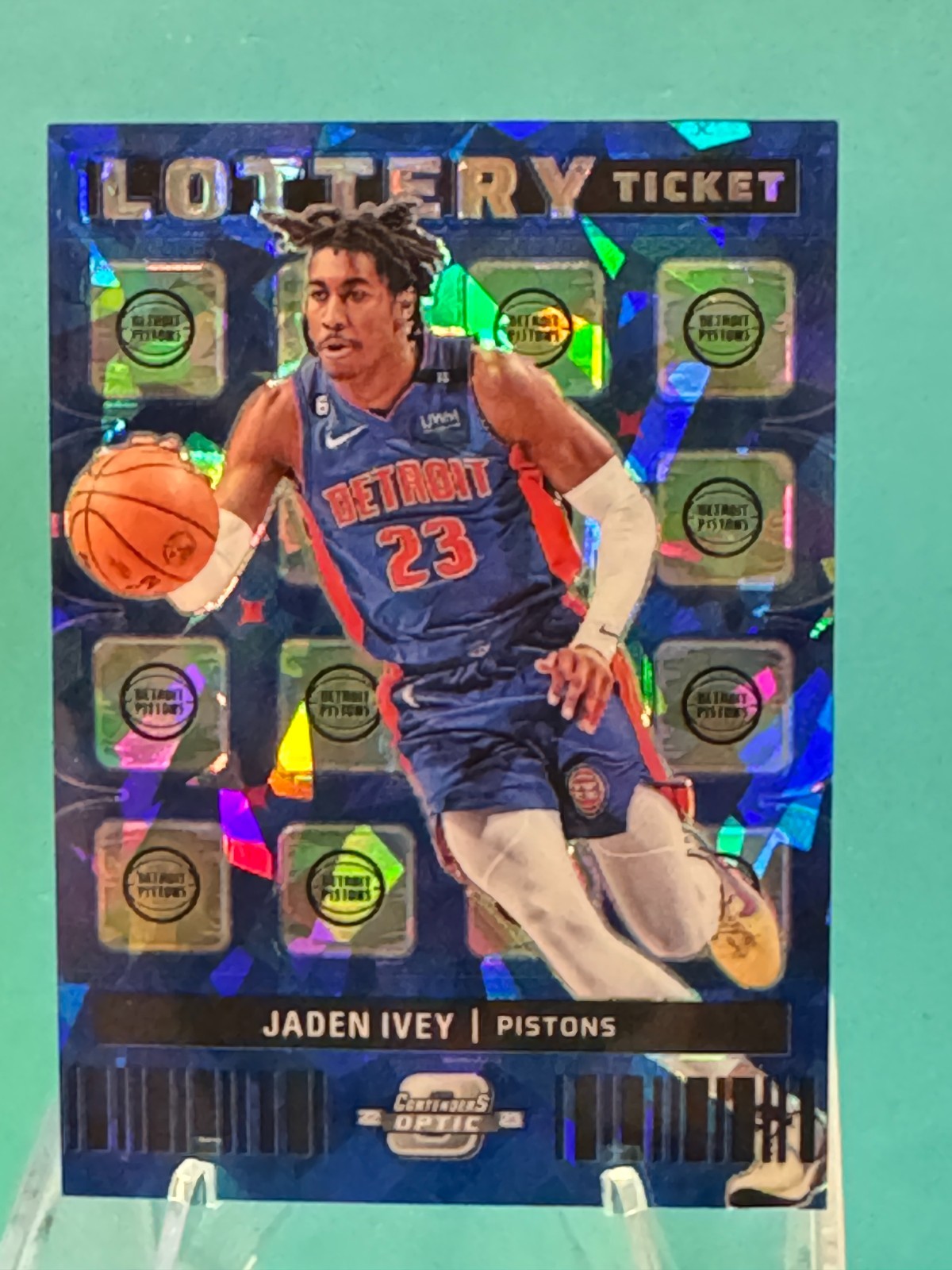 2022-23 Panini Contenders Optic - Lottery Ticket Blue Ice - Jaden Ivey #5 (9/75)