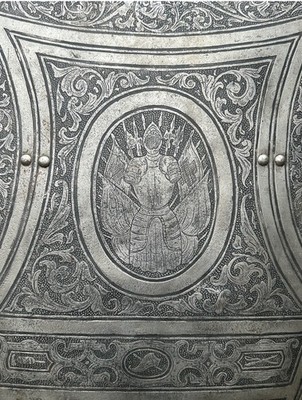 Schutzschild Kampfschild Wappenschild Ritterschild Prunkschild Geäzt Um 1900