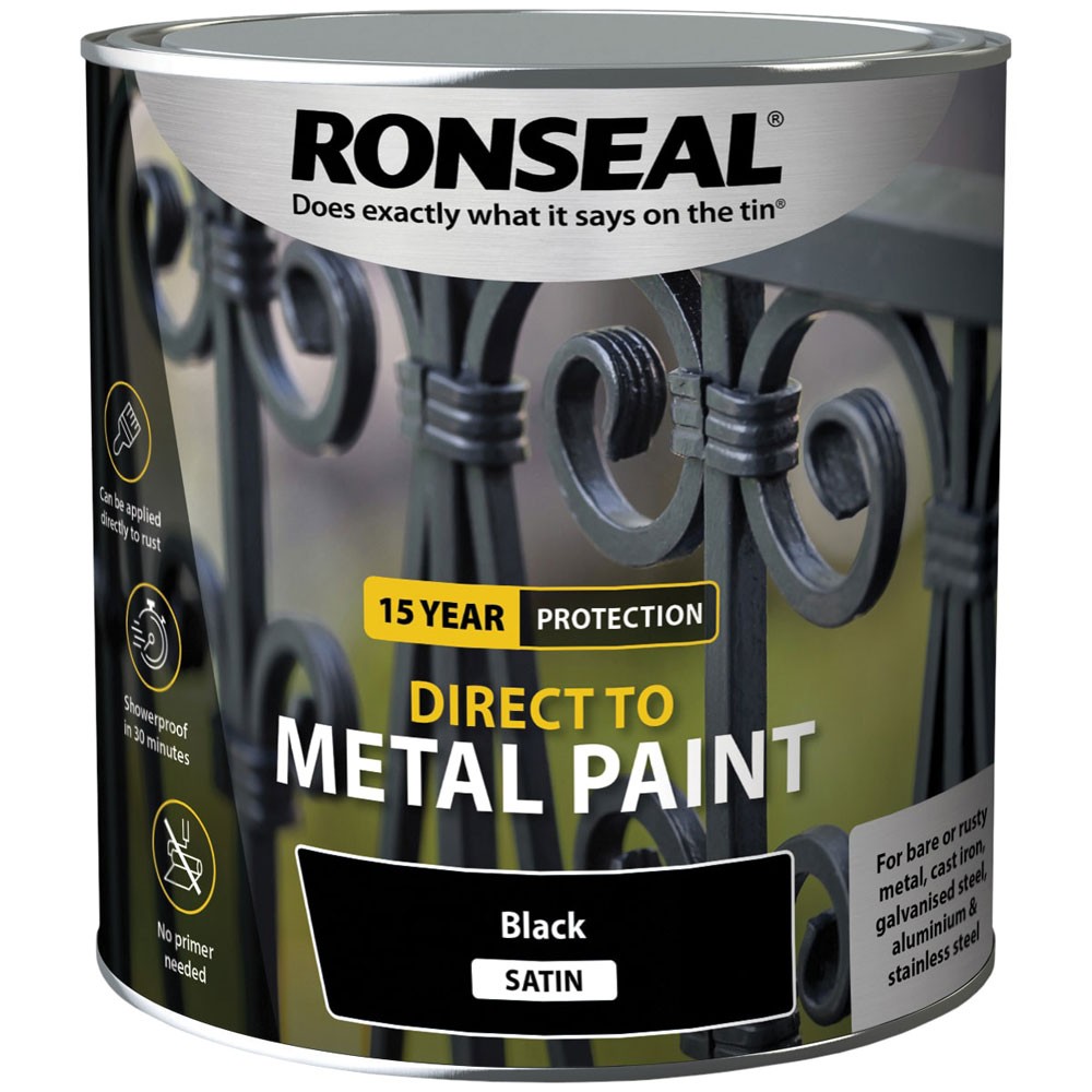 Ronseal Direct to Metal Paint Black Satin 2.5 litre