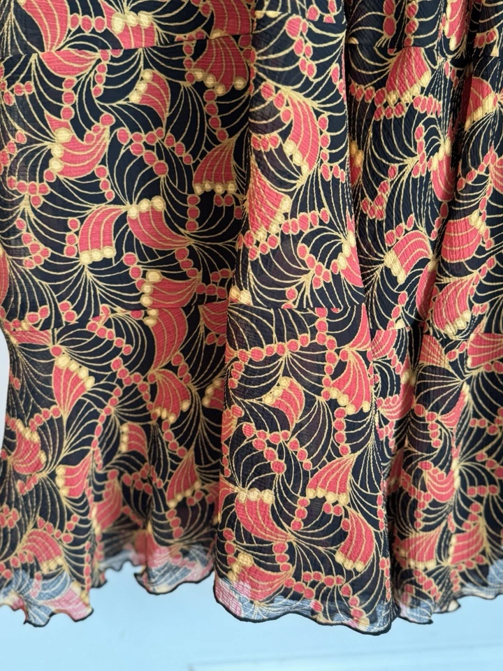 Falda midi Ruby Rd para mujer 18 negra roja dorada línea A forrada fiesta navideña Foto 3 de 4