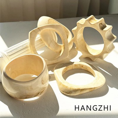 Tie Dye Resin Bracelet Chunky Wide Bangle Layered Geometric Asymmetrical Women