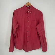 J Crew Shirt Mens Medium Red Secret Wash Stretch Slim Fit Button Down