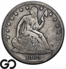 1869 Seated Liberty Half Dollar, Scarce VG+