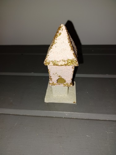 Putz Paper Bird House Vintage Made in Japan Glitter 4" - Picture 4 of 5