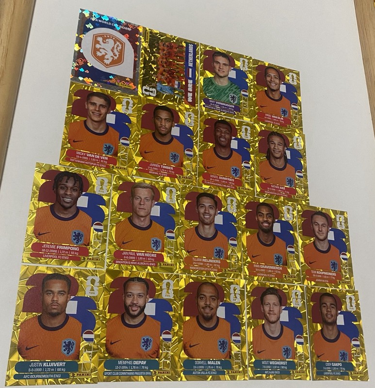 18x Netherlands Gold Crumple Online Exclusive Set 2026 World Cup Panini