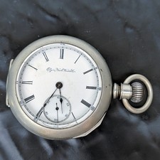 Elgin Grade 102 1889 18s 11j Deuber Silverine Pocket Watch For Parts Repair