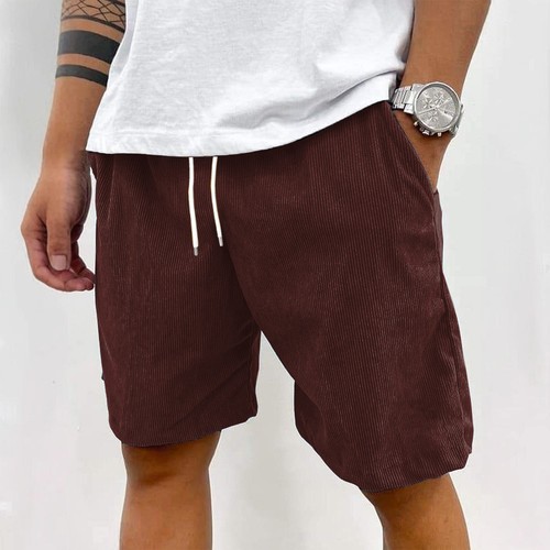 Nuevos Pantalones Cortos de Pana para Hombre Informales Pantalones Cortos Cordón Retro Tendencia Informales Pantalones Cortos - Imagen 27 de 33