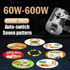 60W-600W Custom 7 Logo Waterproof AD Sign Auto-swtich Rotate LED Gobo Projector