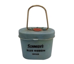 Vintage Schmidt's Blue Ribbon Bread Rain Bonnet Mini Box Purse Box 1960s Sunbeam
