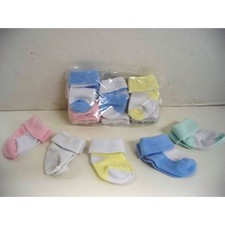 12 PAIRS EK Infant Newborn Baby Turn cuff Socks 6 Months, Assorted 80013 new