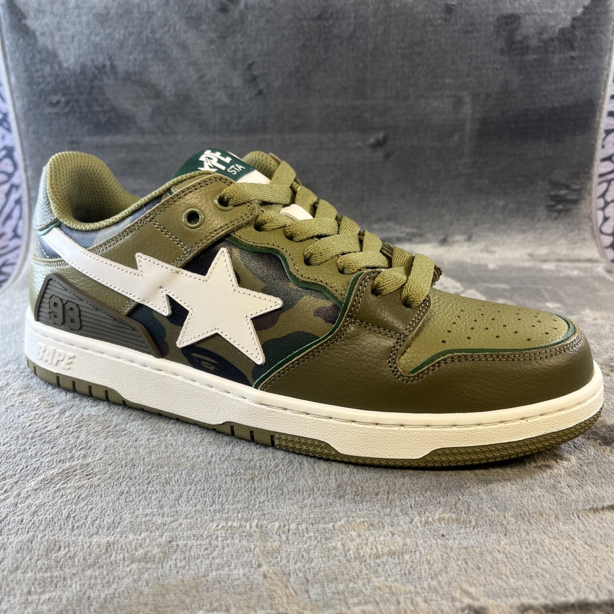 Size 9 - A Bathing Ape BAPE SK8 Sta Olive Drab Green Camo #4 Dunk 