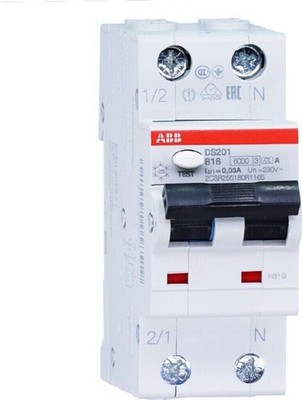 ABB DS201A-B16/0,03 FI/LS-Schalter 6kA 1P+N Typ A 16A 30mA