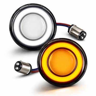 Eagle Lights HALOS 2'' Front LED Turn Signals White Running Light Harley-Davidson