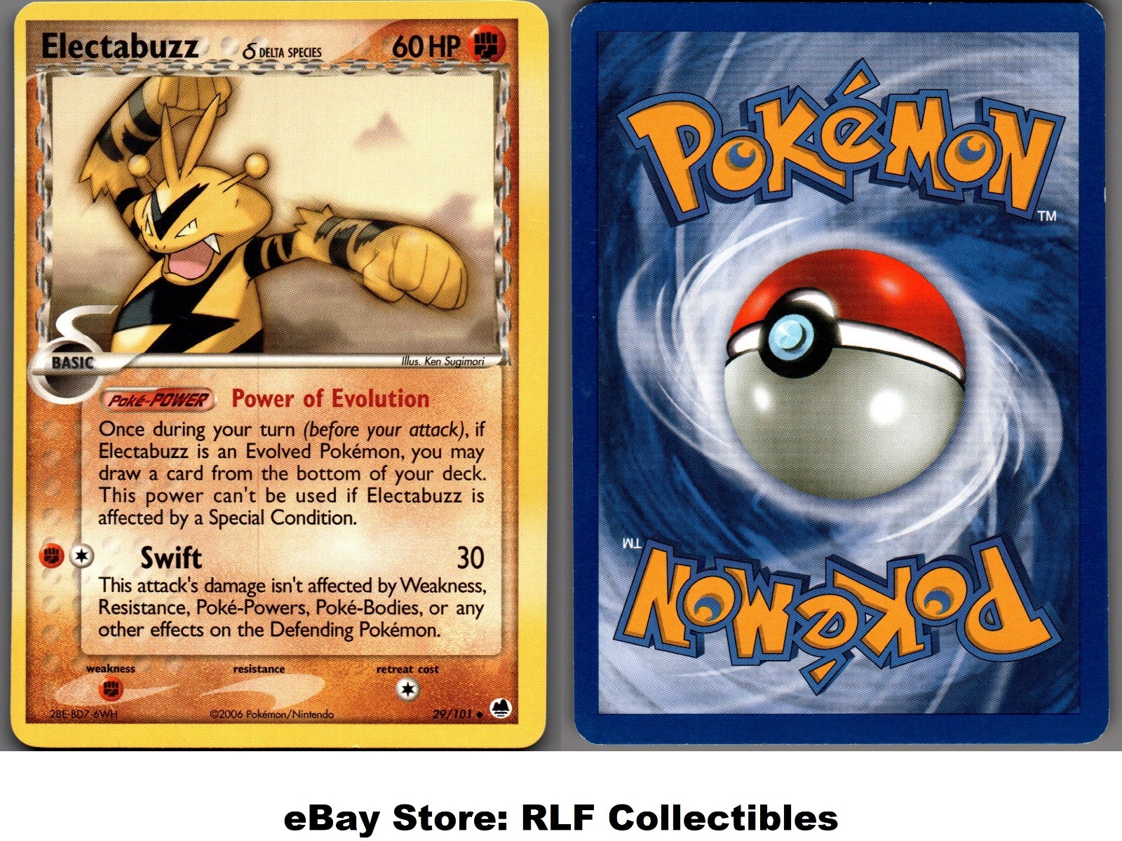 2006 Pokemon, EX Dragon Frontiers, #29/101 Electabuzz, Uncommon (b)